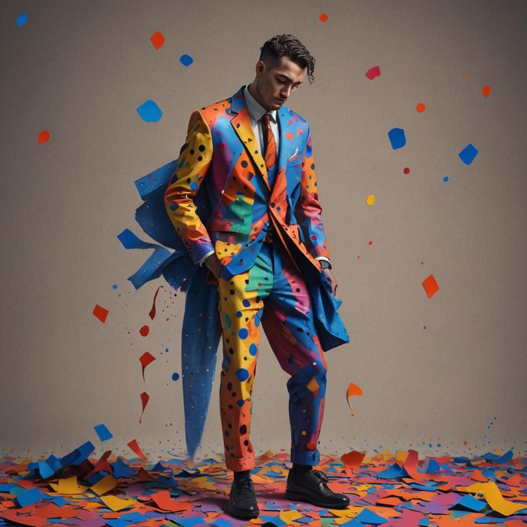 Man in Construction Paper Suit: Fantasy Art