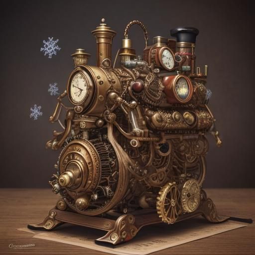 Steampunk Engine Celebrates Christmas