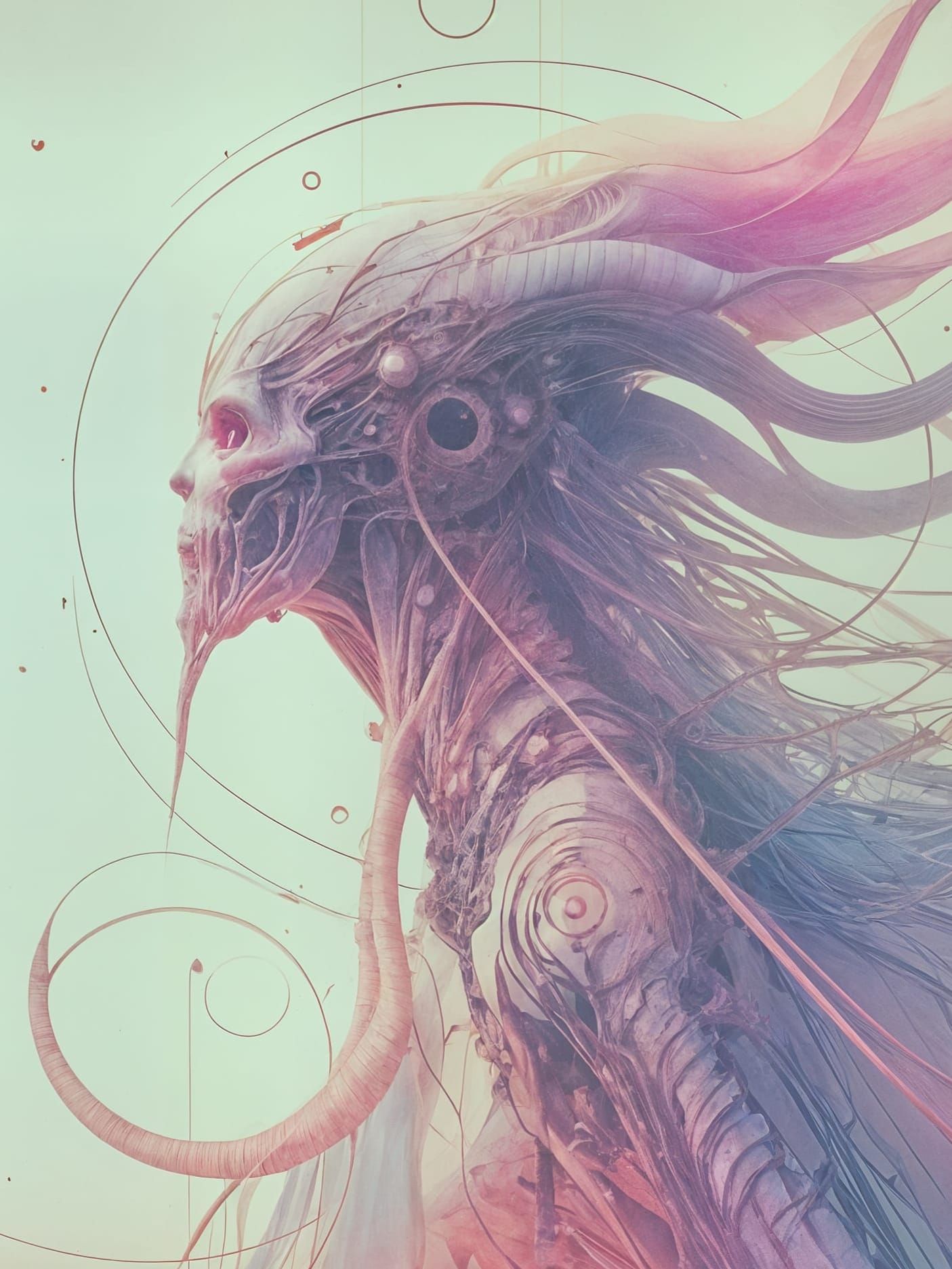 Dreamlike Pastel Monster in Hazy Lomography Style