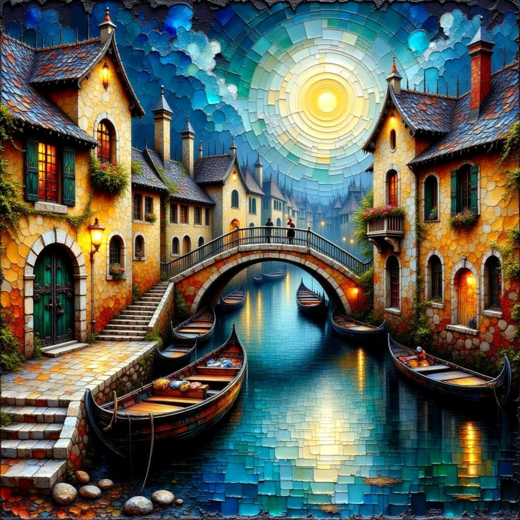 Venetian Fairytale Cityscape under Moonlight