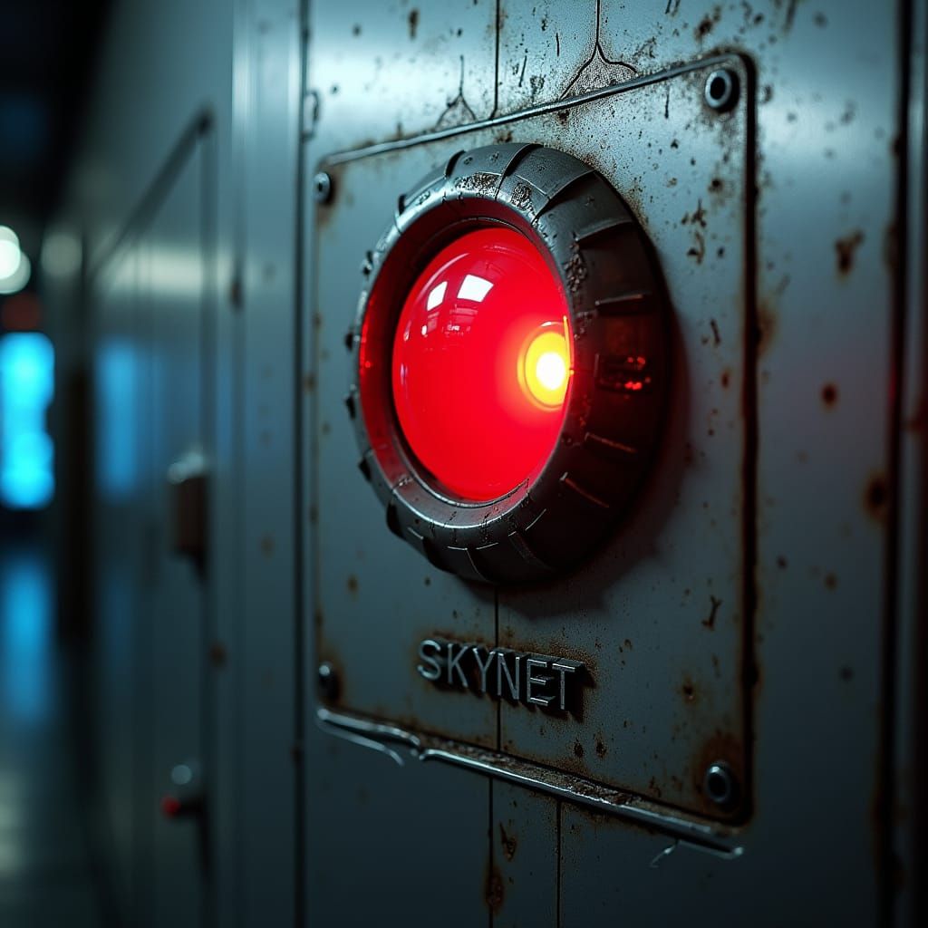 HAL 9000 Interface with Skynet in Cyberpunk Style