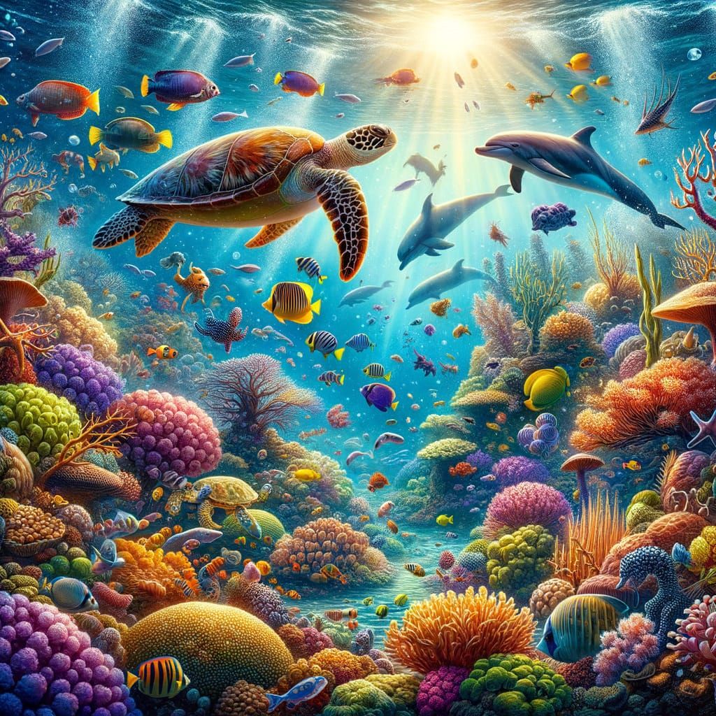 Vibrant Coral Reef Ecosystem Under the Sea