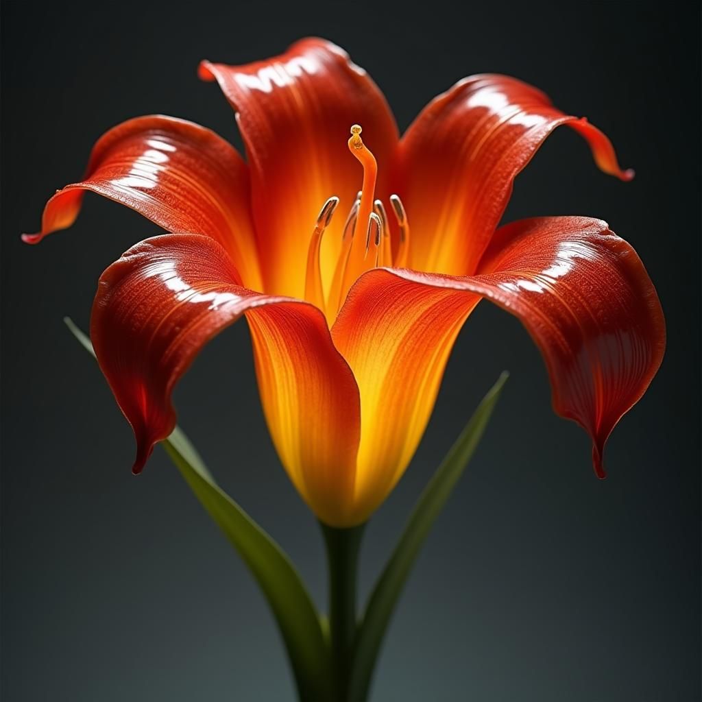 Glass Gladiolus in Hyperrealistic Digital Art Style