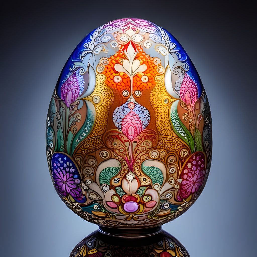Ornate Faberge Egg with Diamond Encrustations