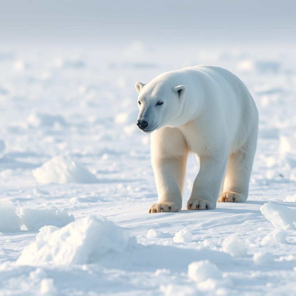 Opalescent Polar Bear in Arctic Landscape