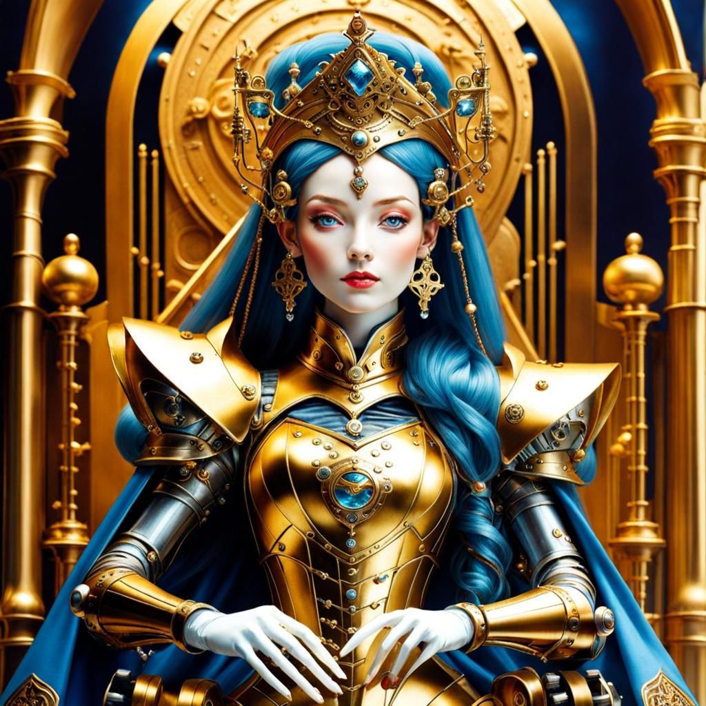 Cyborg Princess with Animatronic Arms in Sci-Fi Style