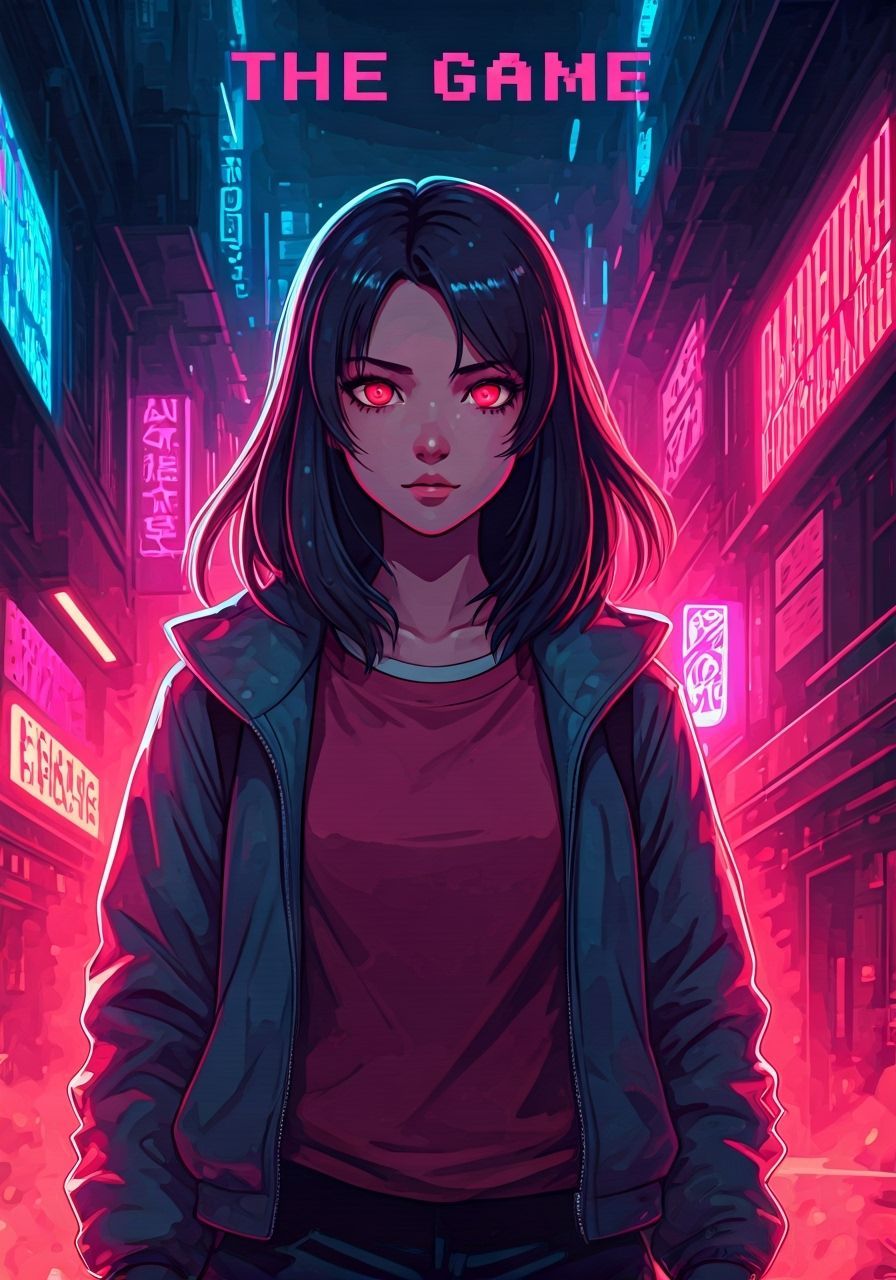 Anime Girl in Neon Alley: Game Cover Art