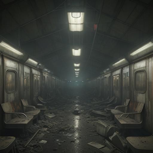 Dystopian Abandoned NYC Metro Station: Photorealistic Art