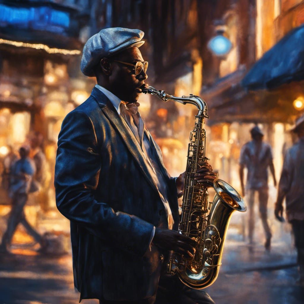 Jazz Musician's Psychedelic Sunset Performance