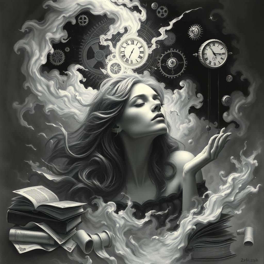 Ethereal Timekeeper Contemplates Celestial Balance