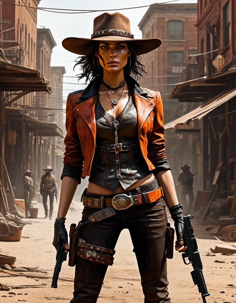 Space Cowgirl Outlaw in Spaghetti Western Style