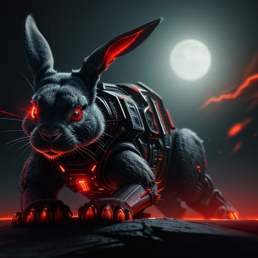 Cyborg Rabbit in the Dark: Digital Matte Painting