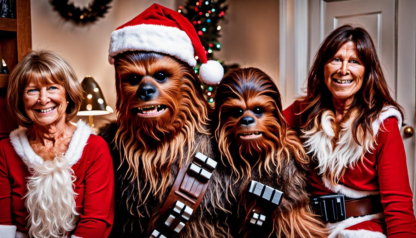 Chewbacca Celebrates Christmas with His Wookiee Family
