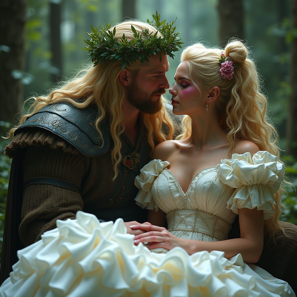 Regal Viking King Adorns Bride in Lavish Wedding Attire