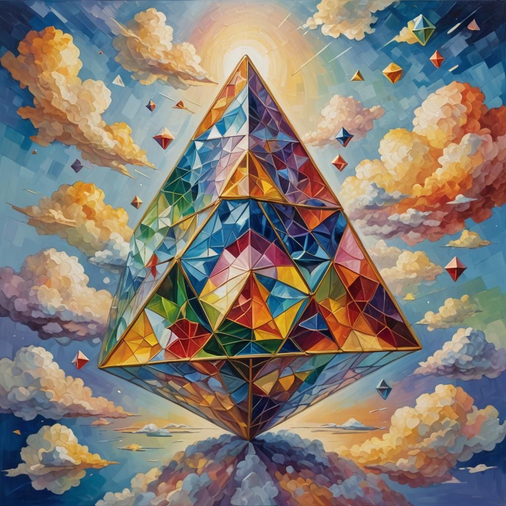 Geometric Rainbow Crystals in Expressionist Oil Painting