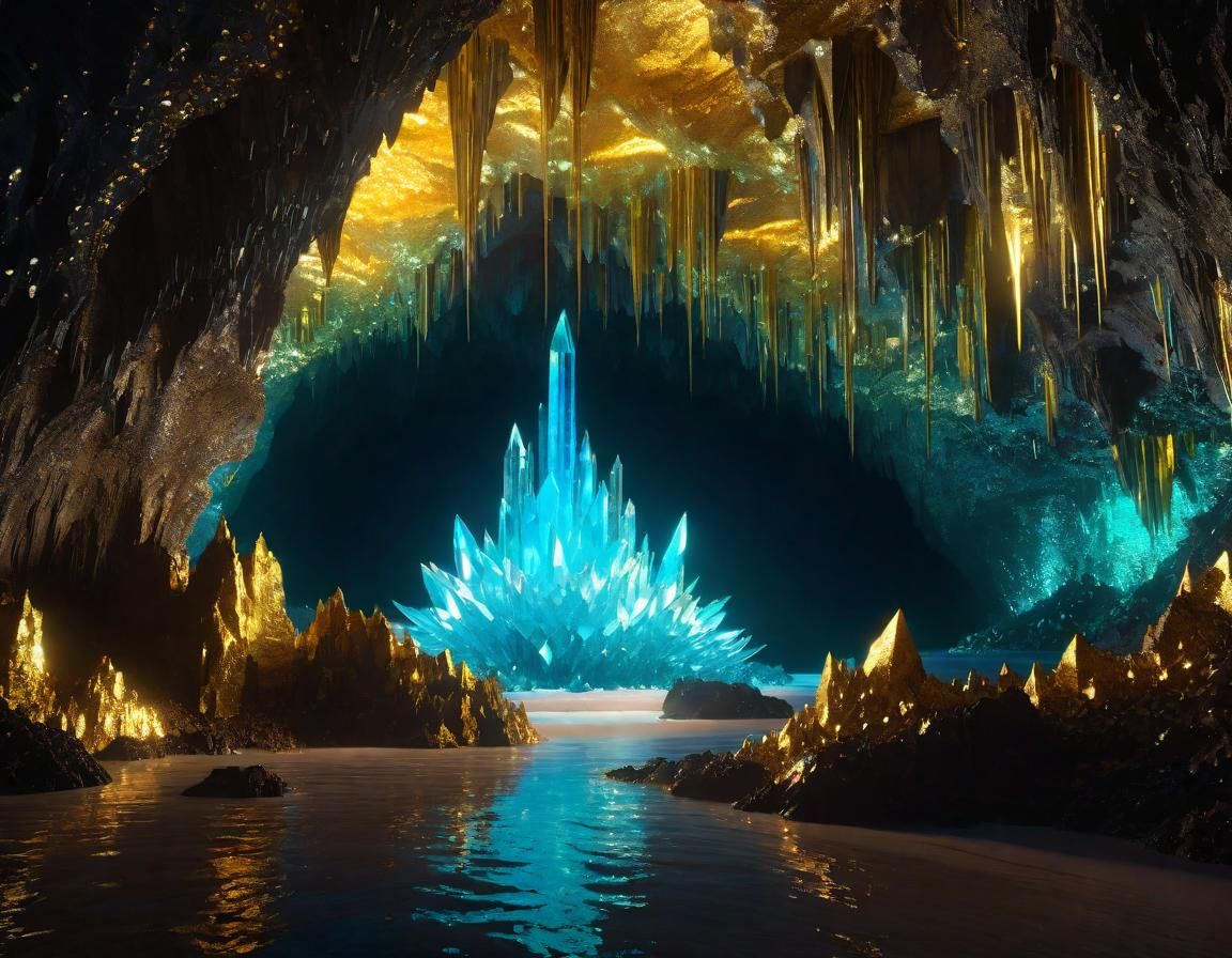 Luminous Crystal Cavern at Magic Hour