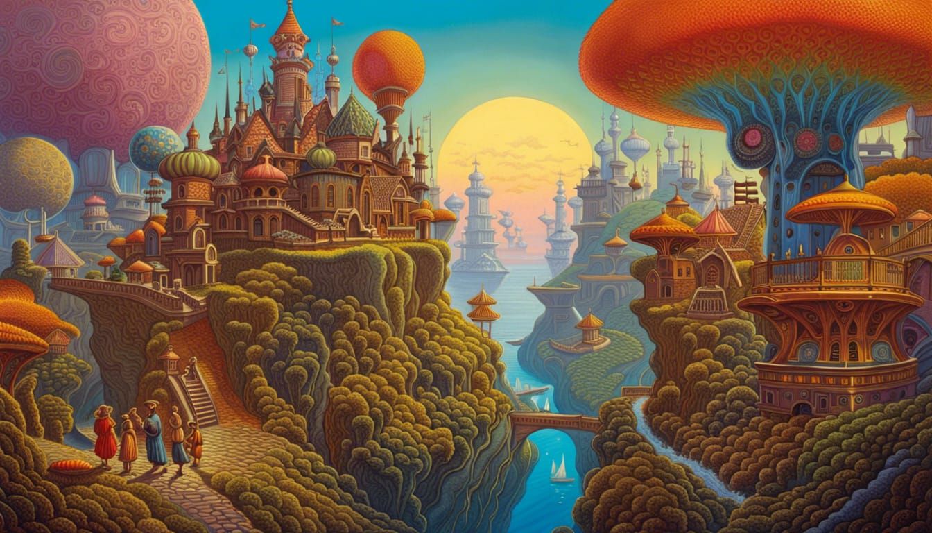 Surreal Fantasy Worlds in Maximalist Style