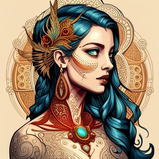 Steampunk Cybernetic Arabian Queen Digital Art