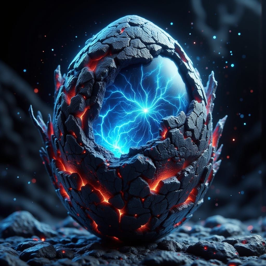 Darkened Metal Dragon Egg Reveals Shining Gemstone in a Haun...