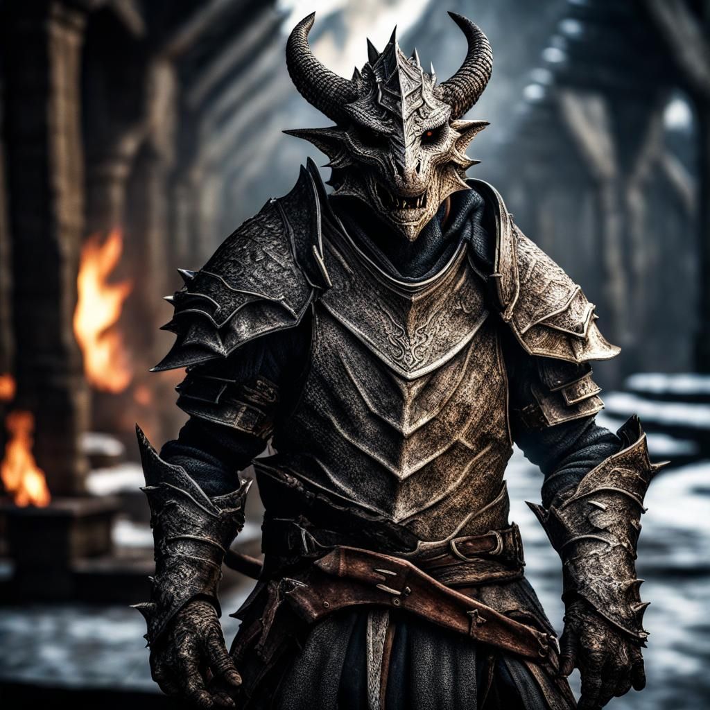 Hyperrealistic Dragonborn with Intricate Details