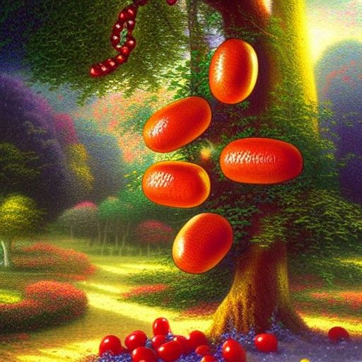 Tree with Hotdog Fruit in Ethereal Fantasy Style
