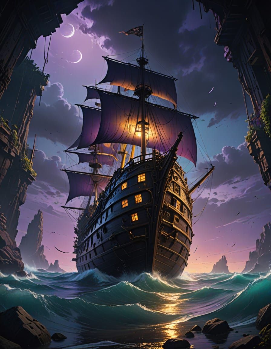 Surreal Aquascape in a Glowing Crystal Cube