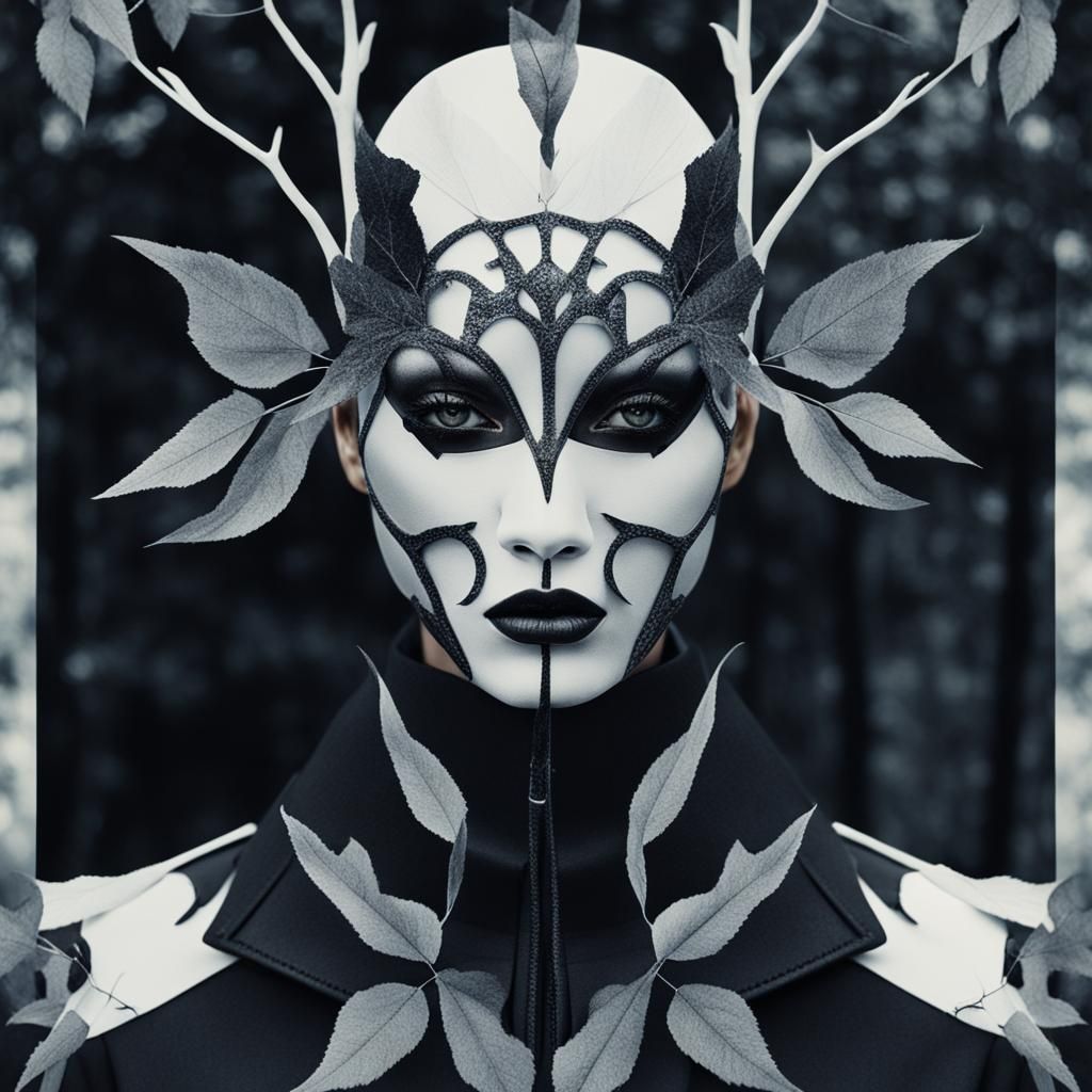 Gothic Vogue Model in Dreamlike Double Exposure