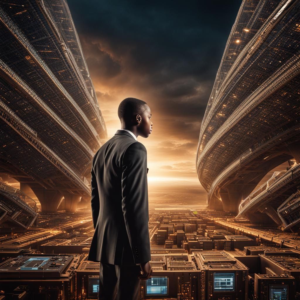 African Tech Leader: Hyperrealistic Vision of the Future