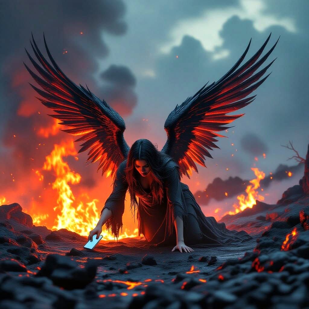 Fiery Angel Escapes Volcano, Reaches for Smartphone