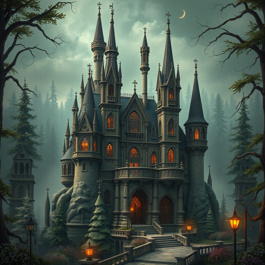 Mystical Enchanted Castle in Romantic Style