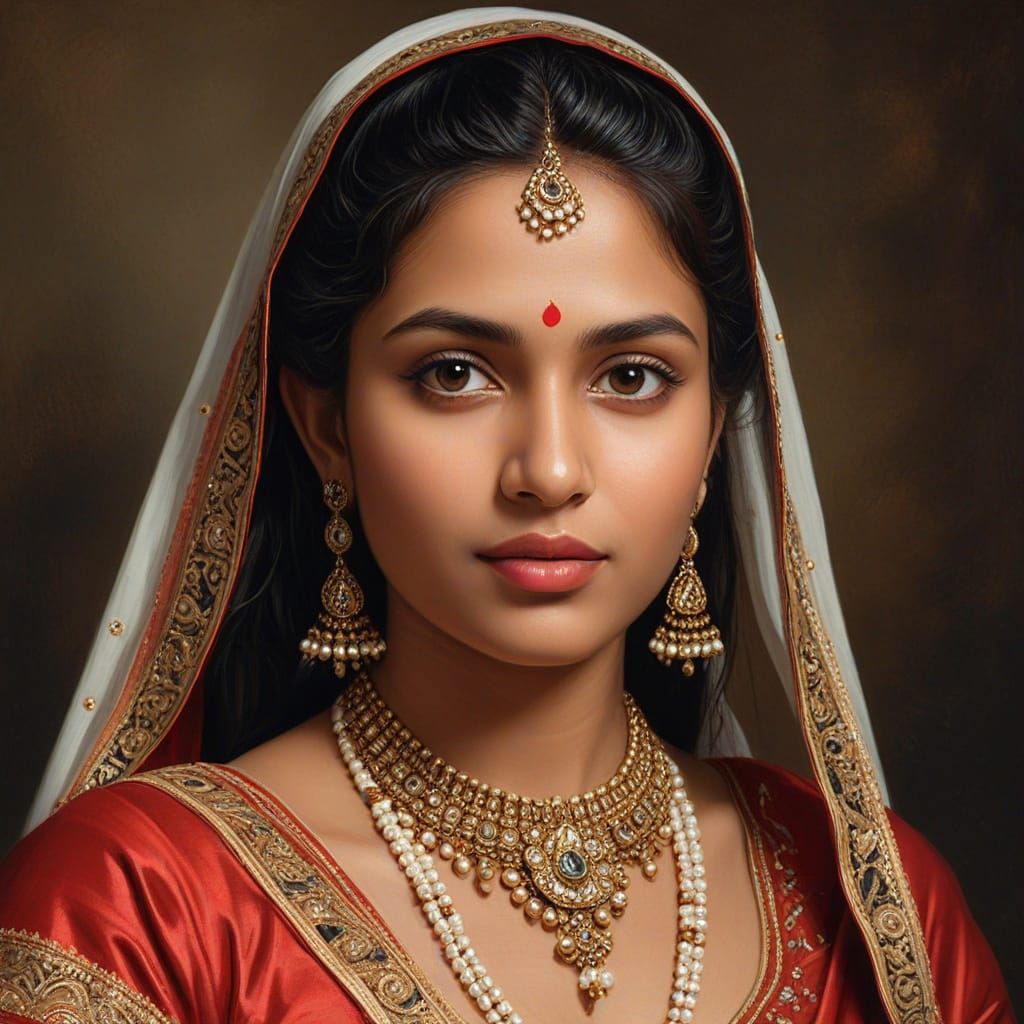Indian Woman Portrait in Rubens Oil Painting Style