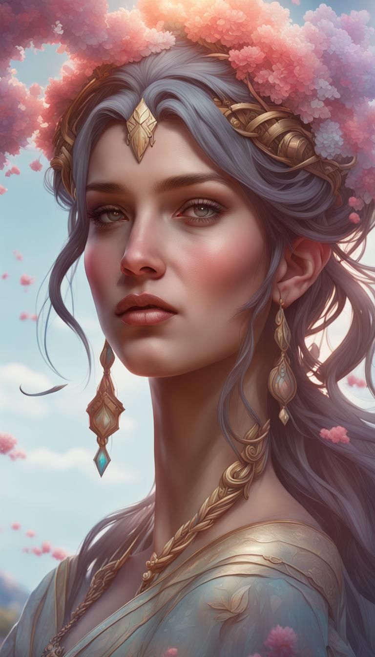 Fantasy Character Portrait in Detailed Landscape
