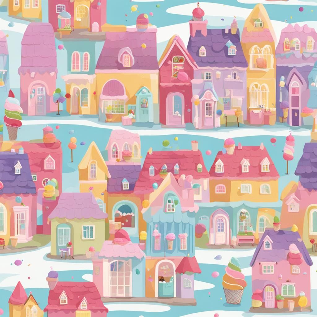Pastel Ice Cream Village: A Sweet Dreamscape