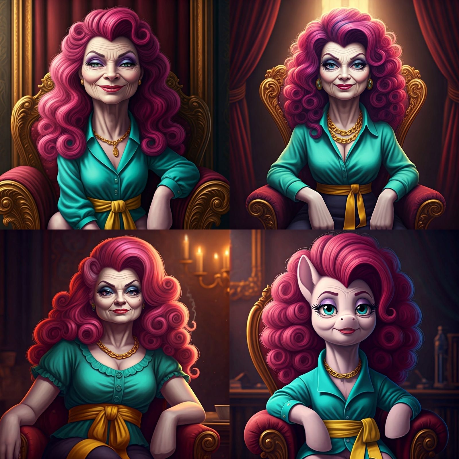 Elegant Pony Sits Haughtily, Smoking in Luxury