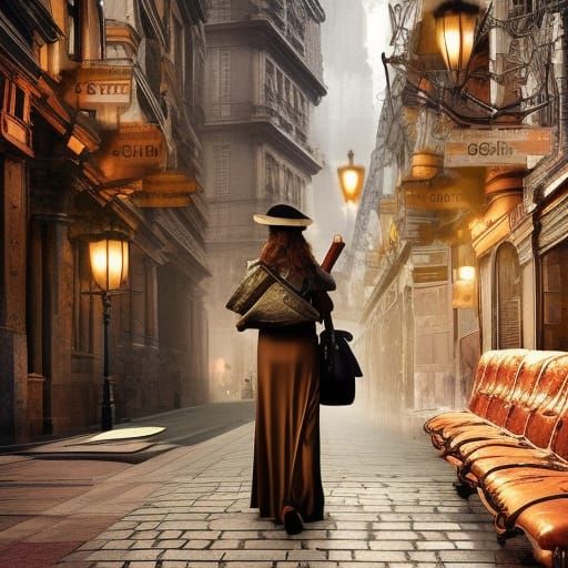 Girl Postman With Stamps: Cinematic Digital Painting