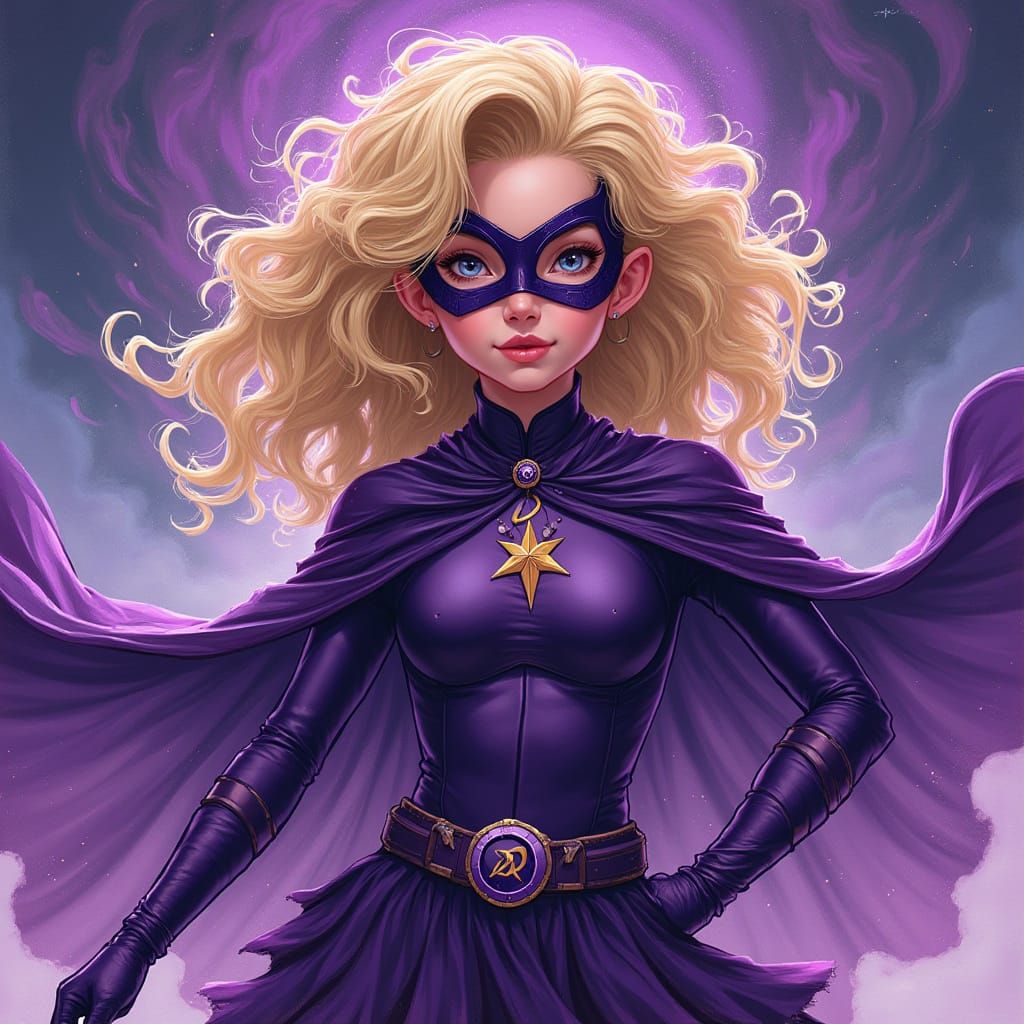 Teen Superhero in Purple Suit with Ghostly Powers