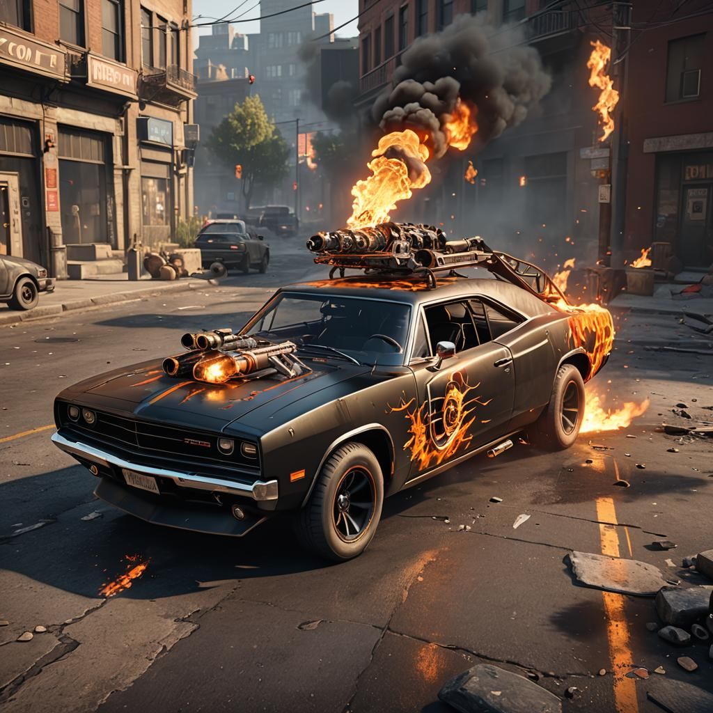 Ghost Rider Dodge Charger in 3D Game Style
