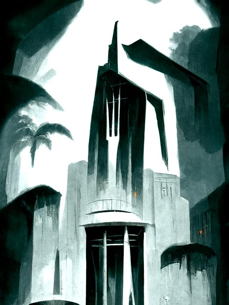 Sinister Art Deco Architecture, Digital Illustration