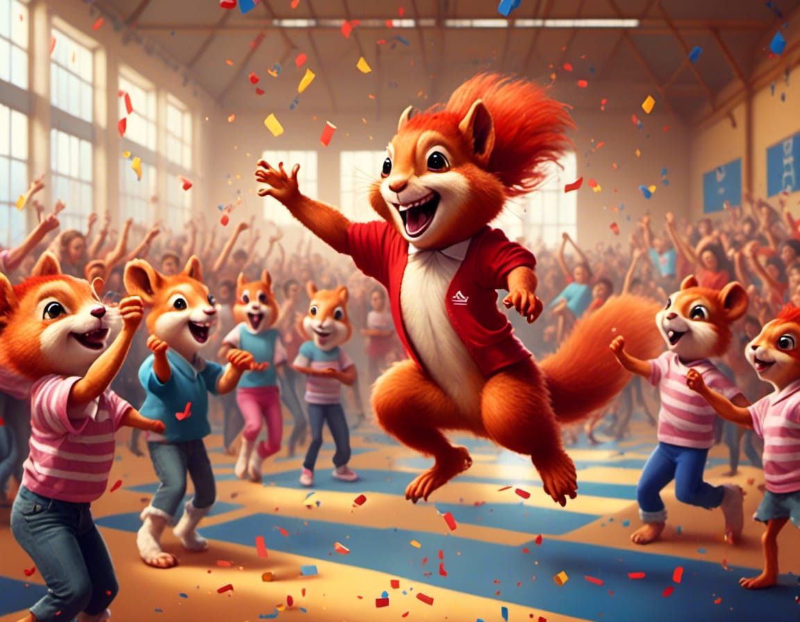 Red Squirrel Cheers at High School Game