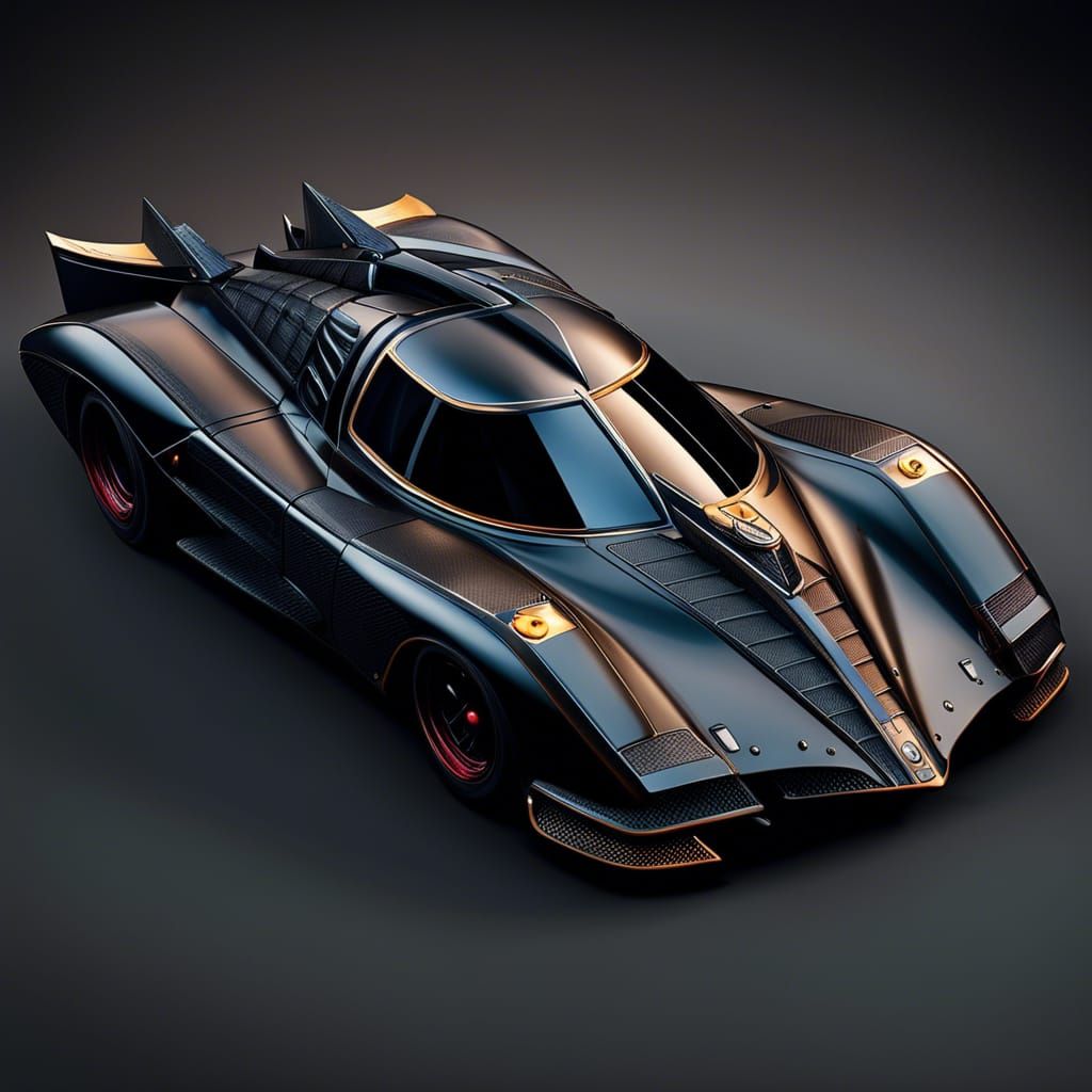 Hyperrealistic Gothic Batmobile in Steampunk Style
