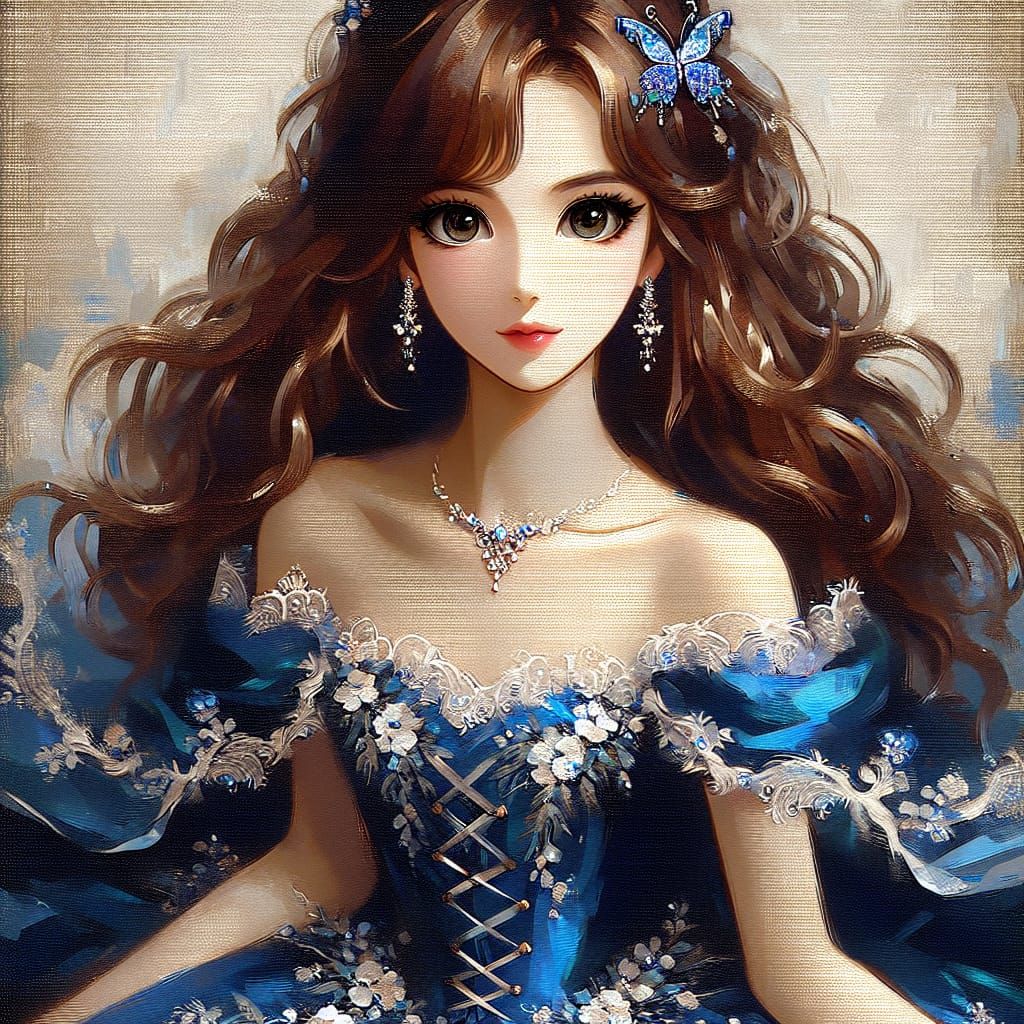 Impressionistic Anime Ballerina with Daub Painterly Strokes