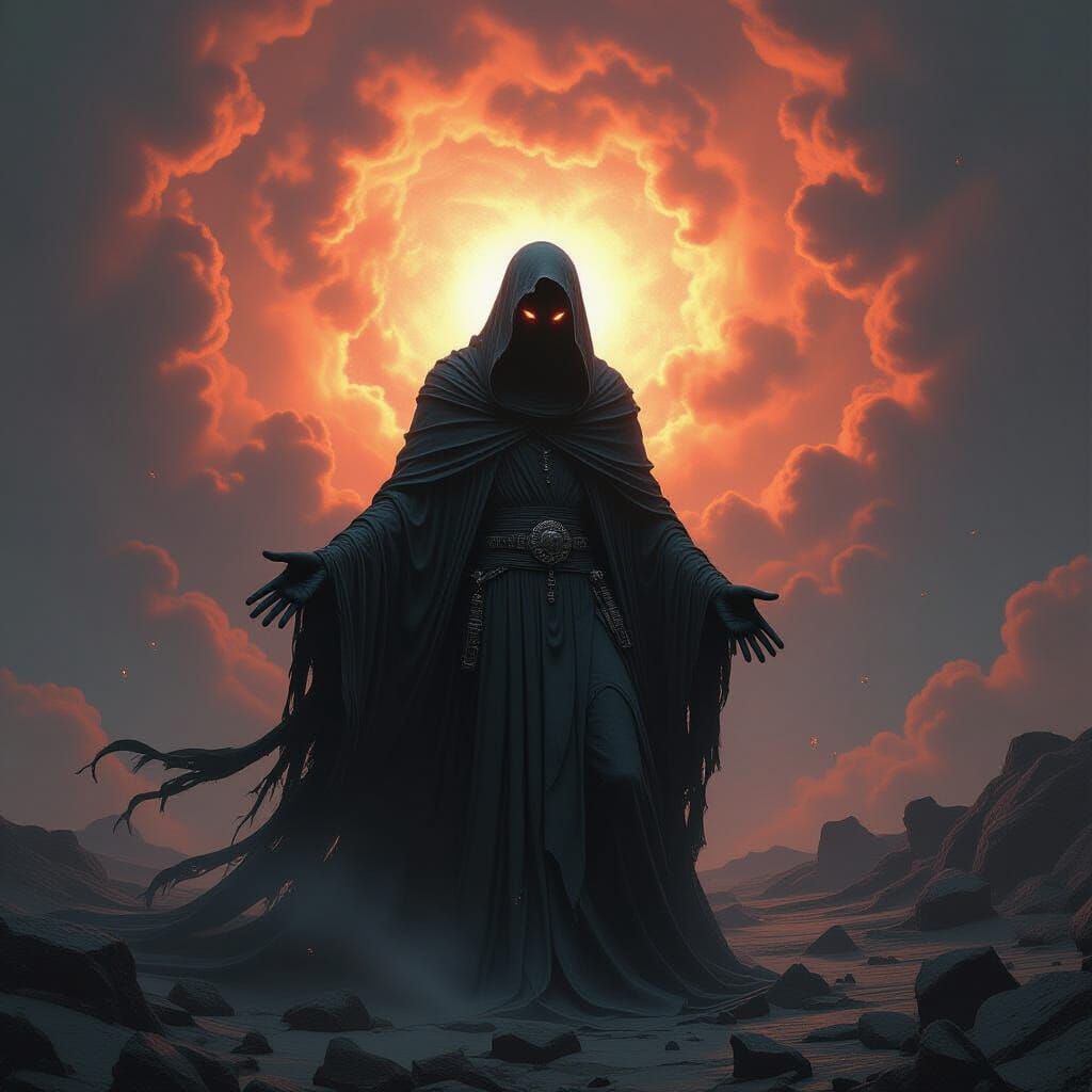 Ethereal Being in Cosmic Supernova, Dark Sci-Fi Art