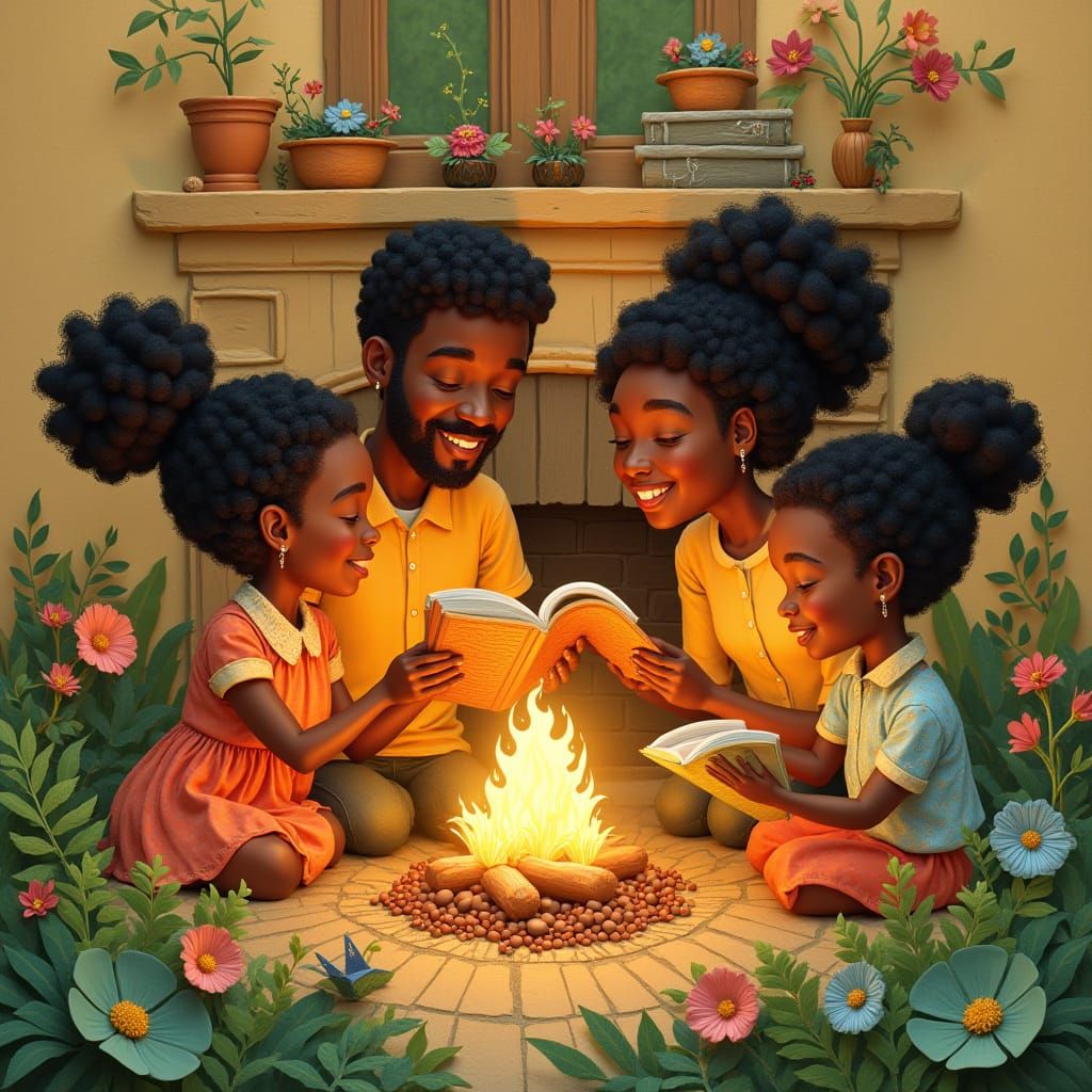 Black Family Joy: Paper Art and Warmth