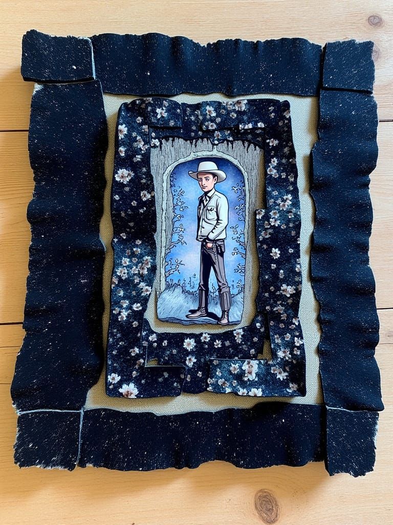 Cosmic Cowboy Outlaw in Gritty, Surreal Style