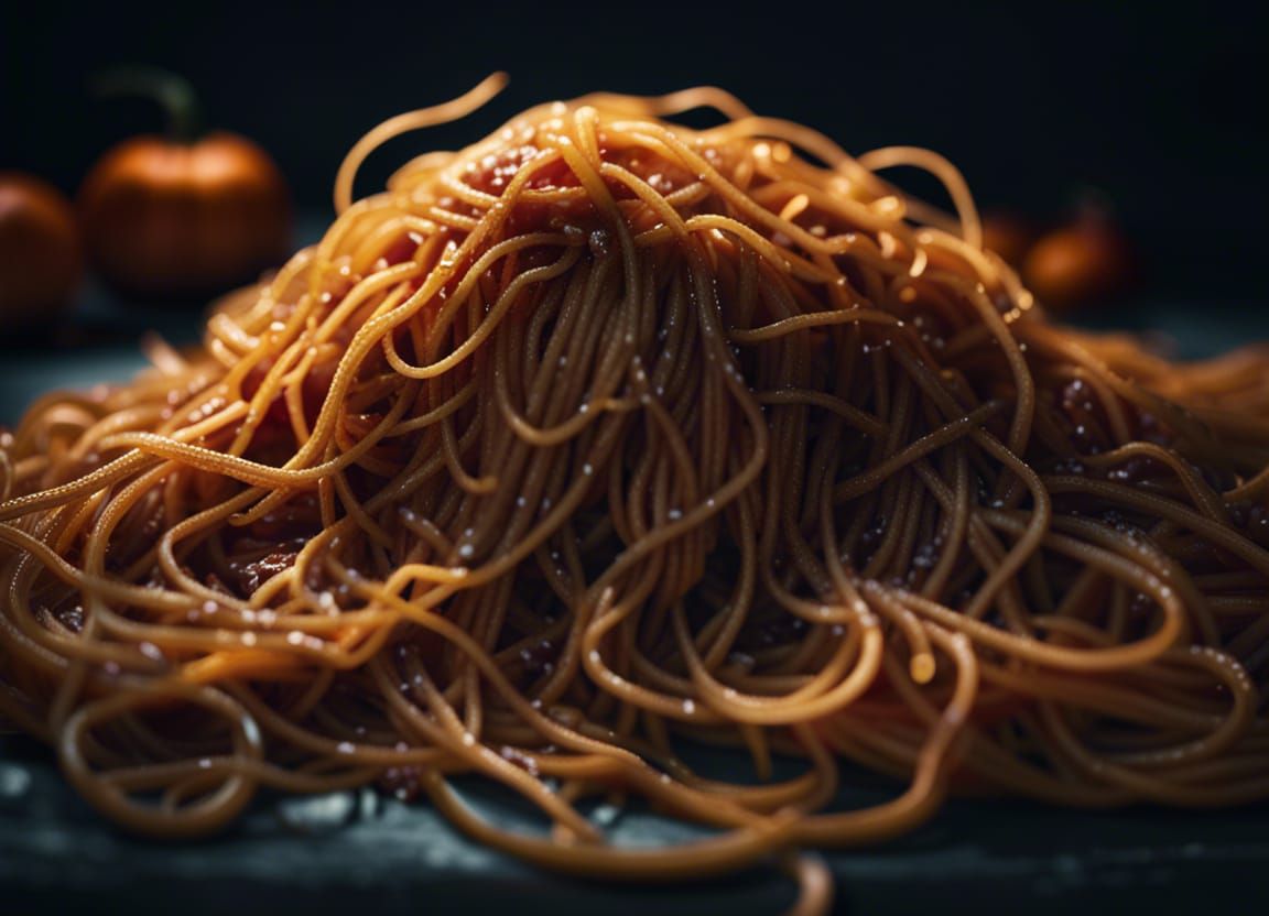 Hyperrealistic Spoopy Spaghetti, Sharp Focus, High Detail