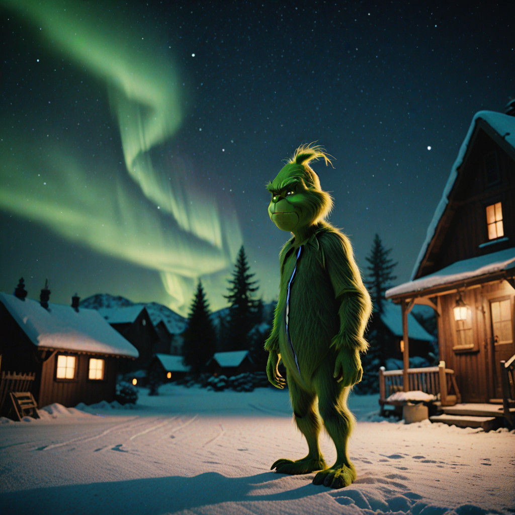 The Grinch in Vibrant Christmas Wonderland, Cinematic Film S...