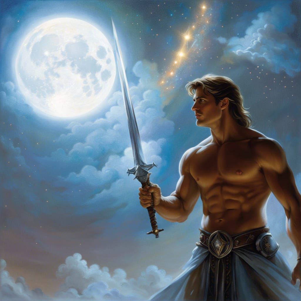 Mage and Paladin Under Moonlight in Ethereal Fantasy