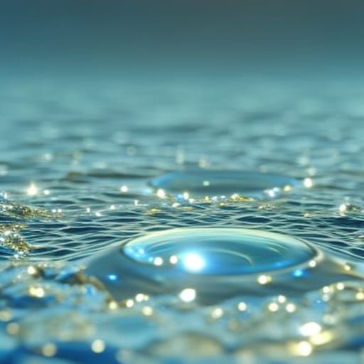 Sparkling Sapphire Crystal on Water in HDR