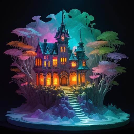 Fluorescent Ghost Portrait in Miniature Diorama