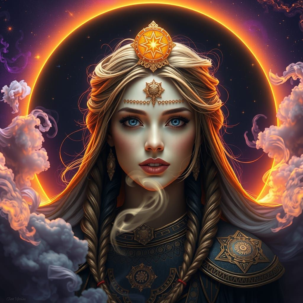 Freyja's Face in Mystical Black Sun